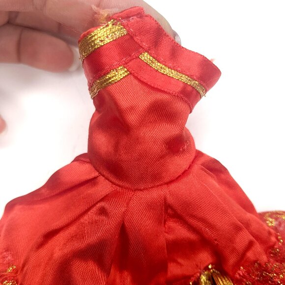 Vintage Barbie Doll Evening Ball Gown Red Gold Lace Dress Classic - Picture 3 of 9